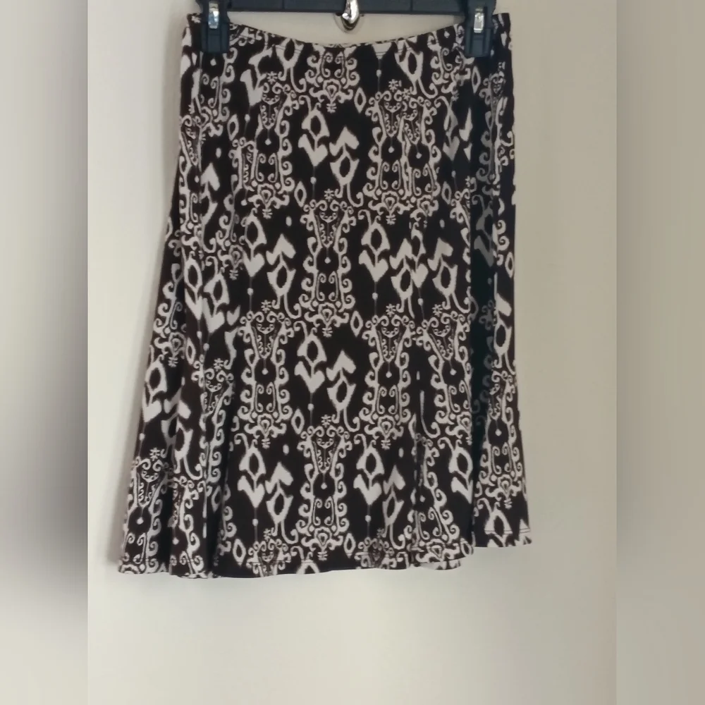 Connected Petite Skirt Women Medium Brown & White Versatile Academia Office 90's